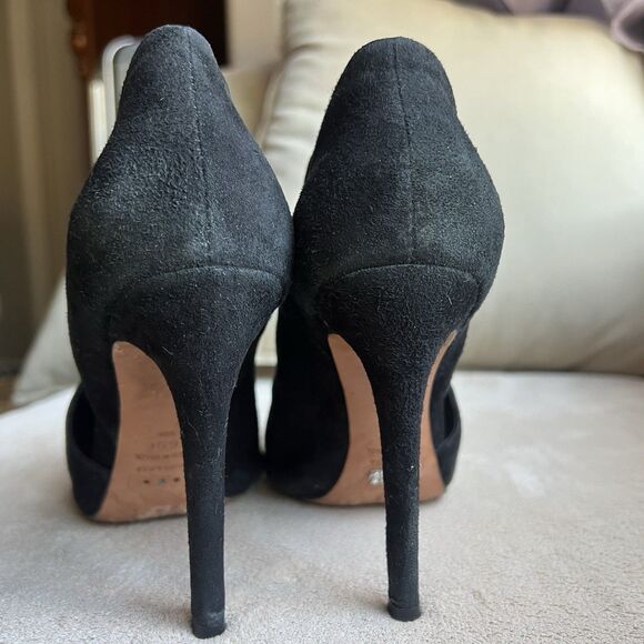 Schutz Black Suede Wrap Stiletto Heel Pump Booties Women 6.5 B Chic Sexy Minimal - Picture 9 of 14